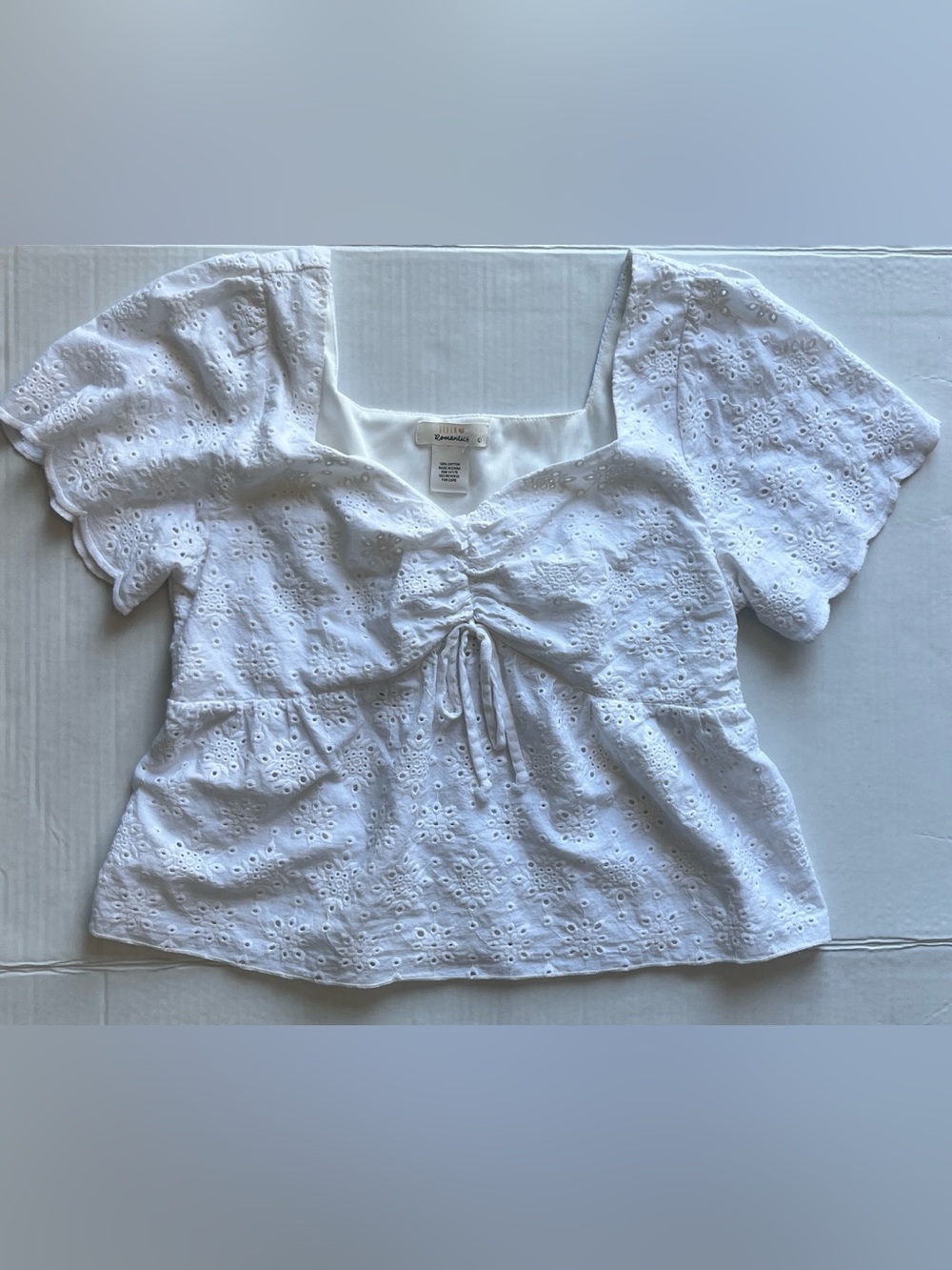 Women's Cotton Eyelet Crop Top L
